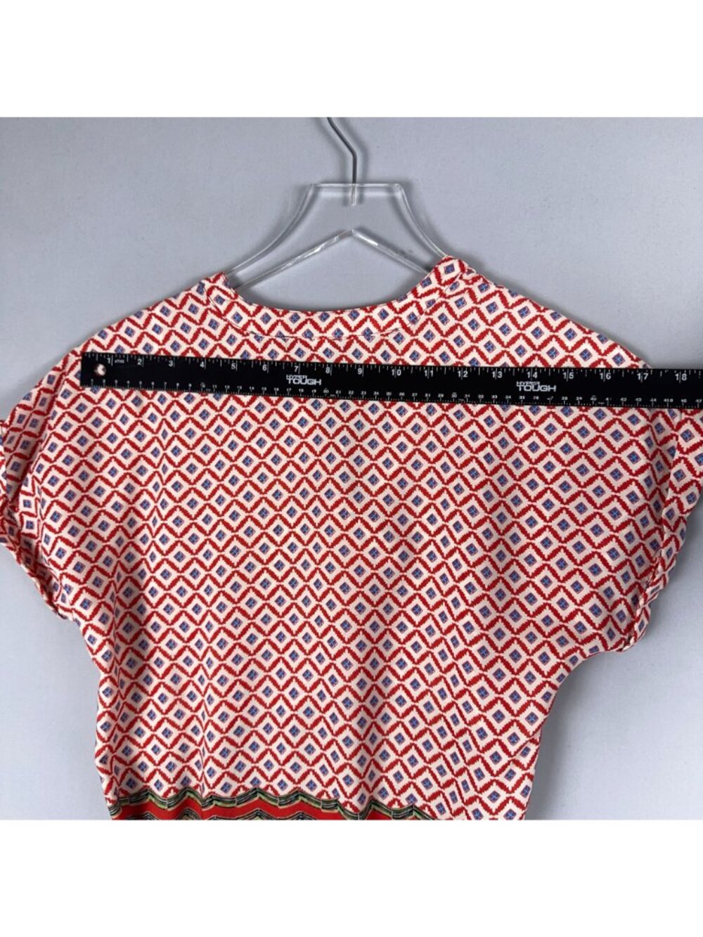 Kookai Wrap dress Womens Size 38 Red White Max Studio Geometric Print Cap Sleeve - Picture 9 of 12